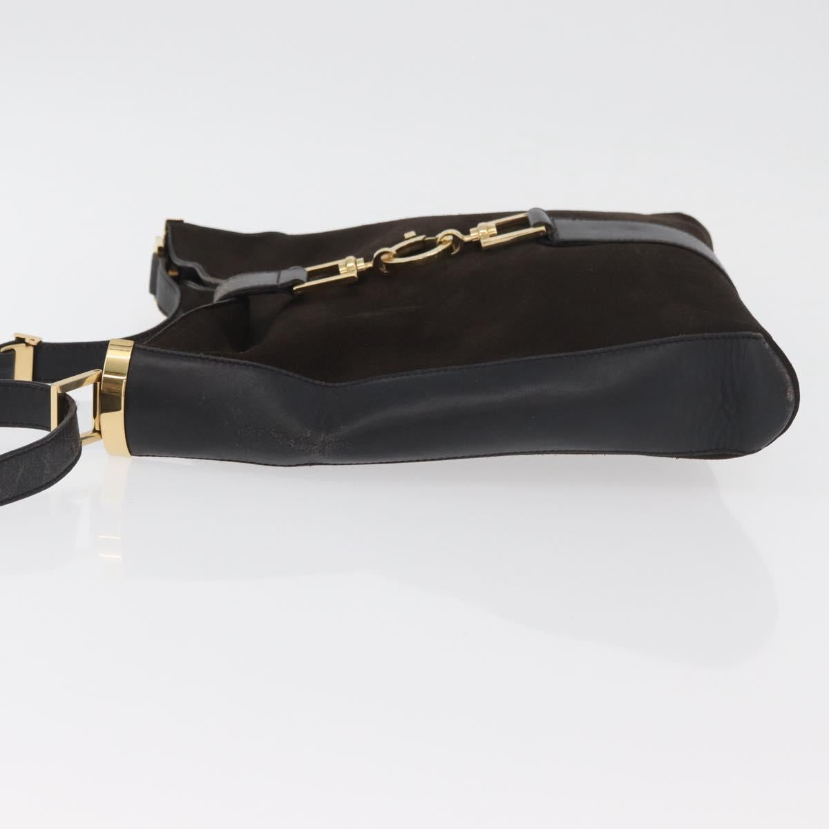 GUCCI Shoulder Bag Suede Brown Gold 001 4051 Auth 180216