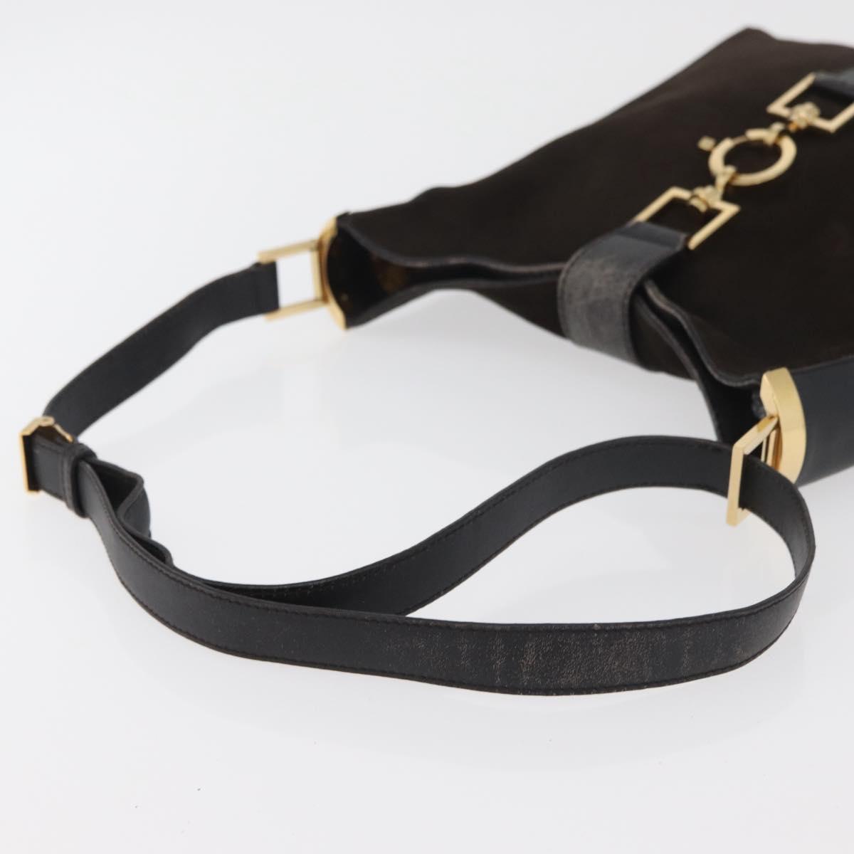 GUCCI Shoulder Bag Suede Brown Gold 001 4051 Auth 180216