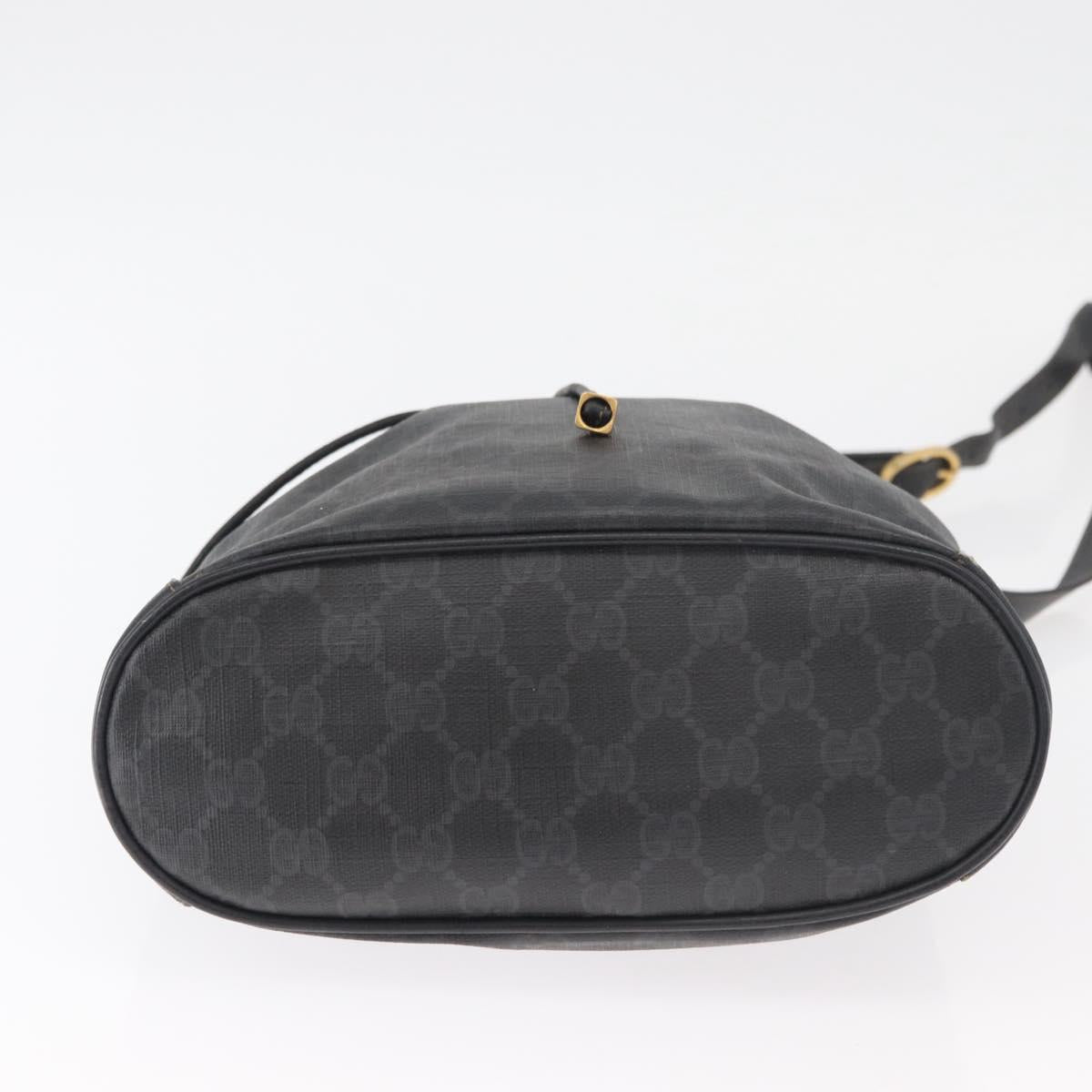GUCCI GG Supreme Drawstring Web Sherry Line Bag PVC Black 41 02 034 Auth 180217