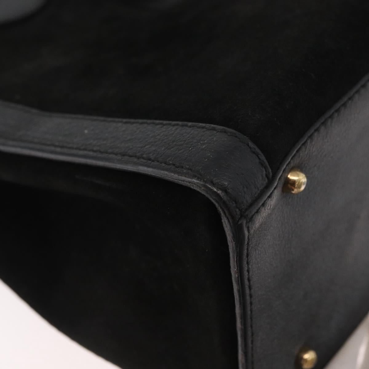 GUCCI Bamboo Tote Bag Suede Black Gold 002 2865 0260 Auth 180218