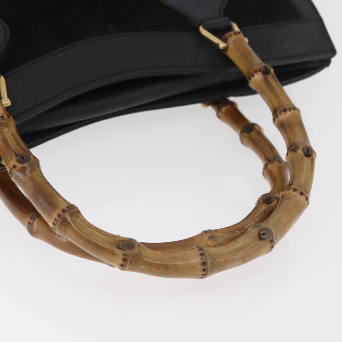 GUCCI Bamboo Tote Bag Suede Black Gold 002 2865 0260 Auth 180218
