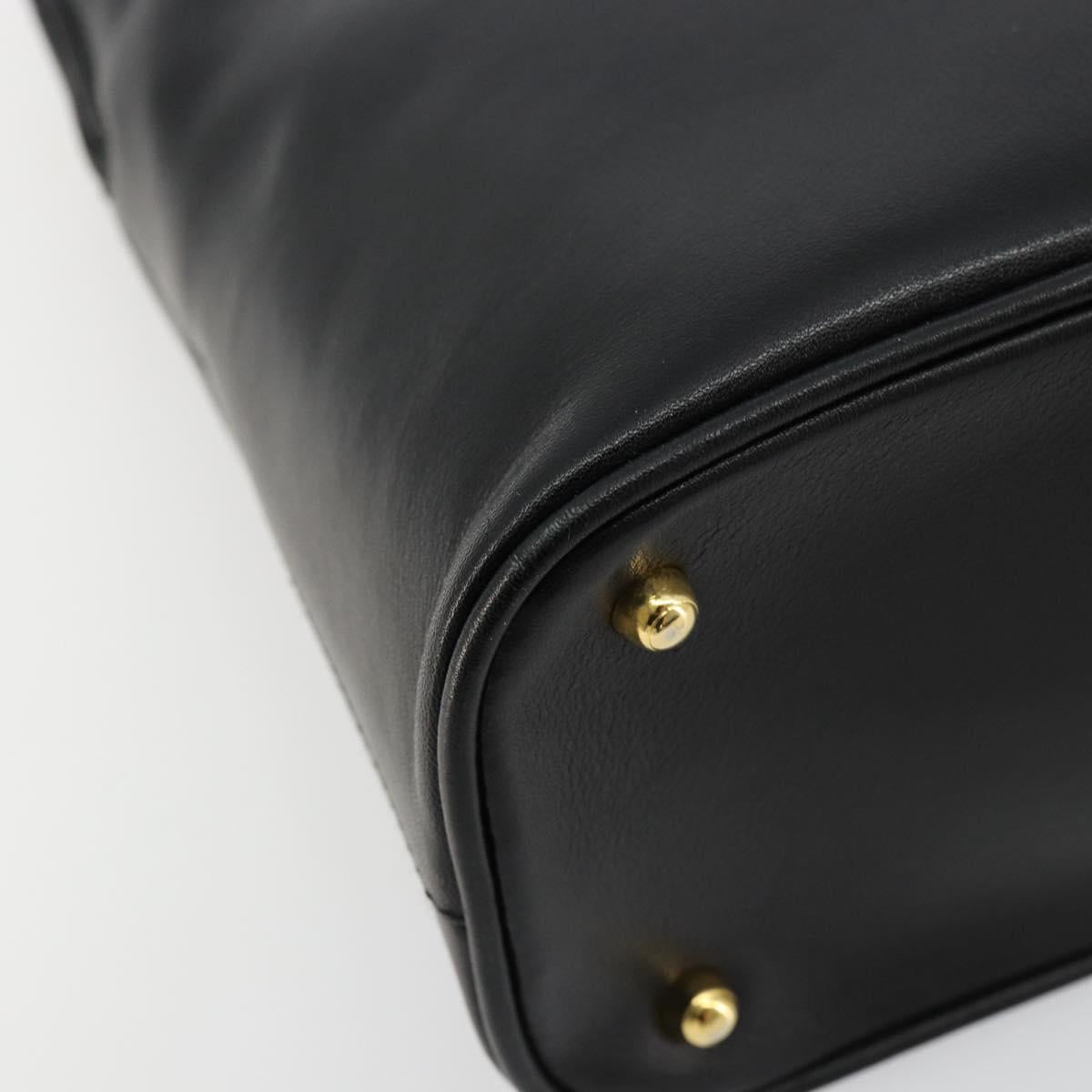 GUCCI Bamboo Hand Bag Leather Black Gold 000 2214 0289 Auth 180221