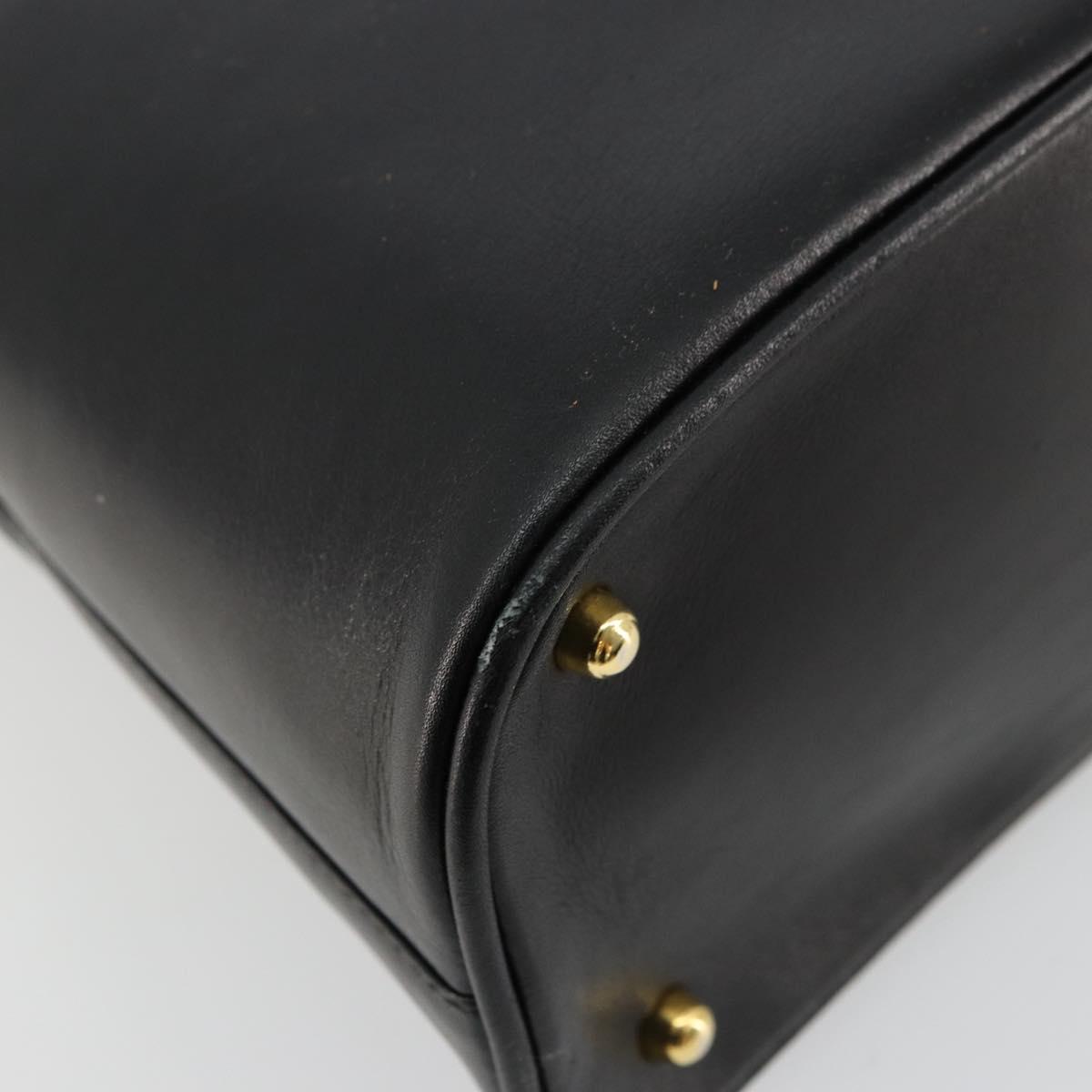 GUCCI Bamboo Hand Bag Leather Black Gold 000 2214 0289 Auth 180221