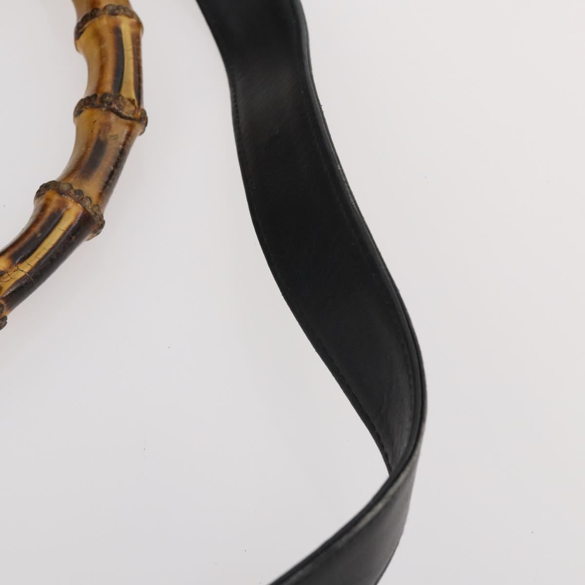 GUCCI Bamboo Shoulder Bag Leather 2way Black Gold 001 2852 1577 0 Auth 180222