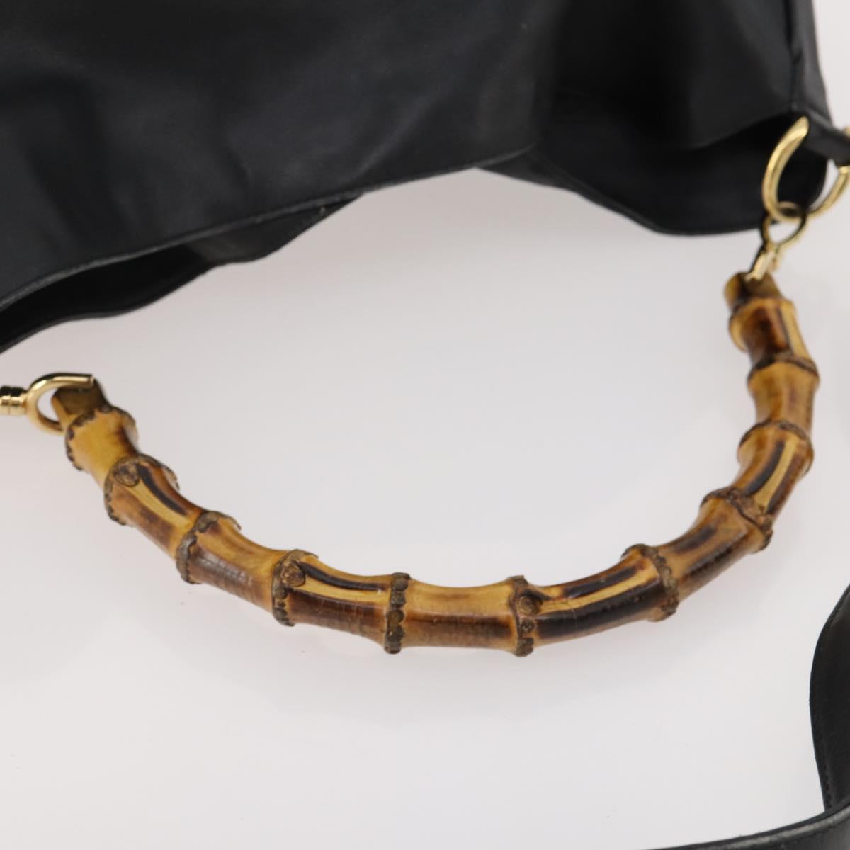 GUCCI Bamboo Shoulder Bag Leather 2way Black Gold 001 2852 1577 0 Auth 180222