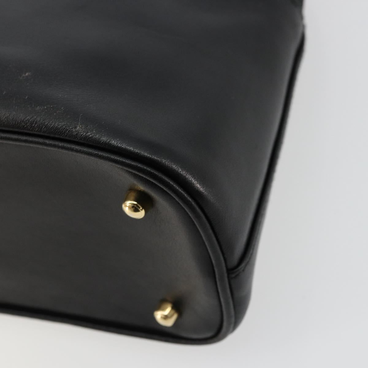 GUCCI Bamboo Hand Bag Leather 2way Black Gold 000 2122 0290 Auth 180225