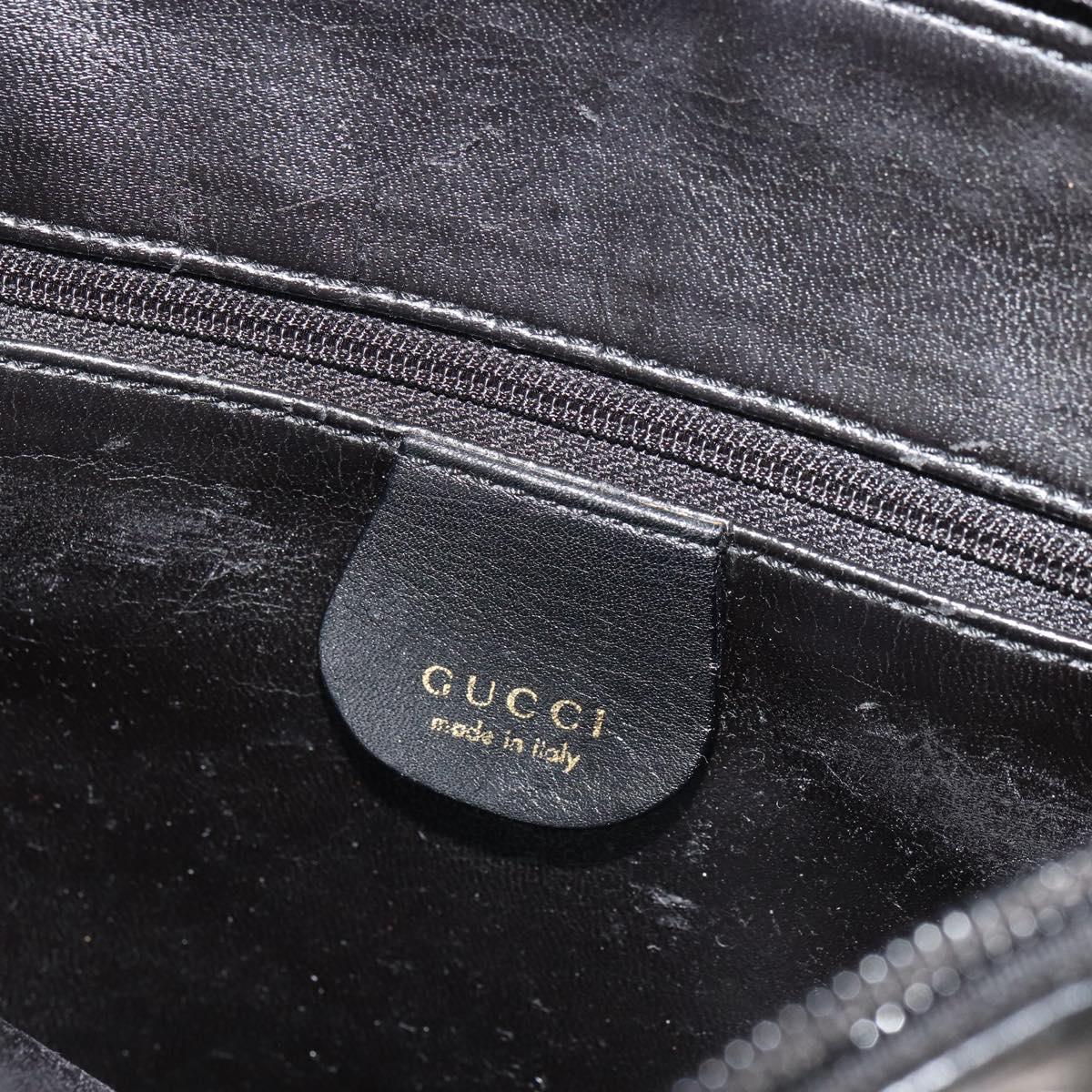 GUCCI Bamboo Hand Bag Leather 2way Black Gold 000 2122 0290 Auth 180225