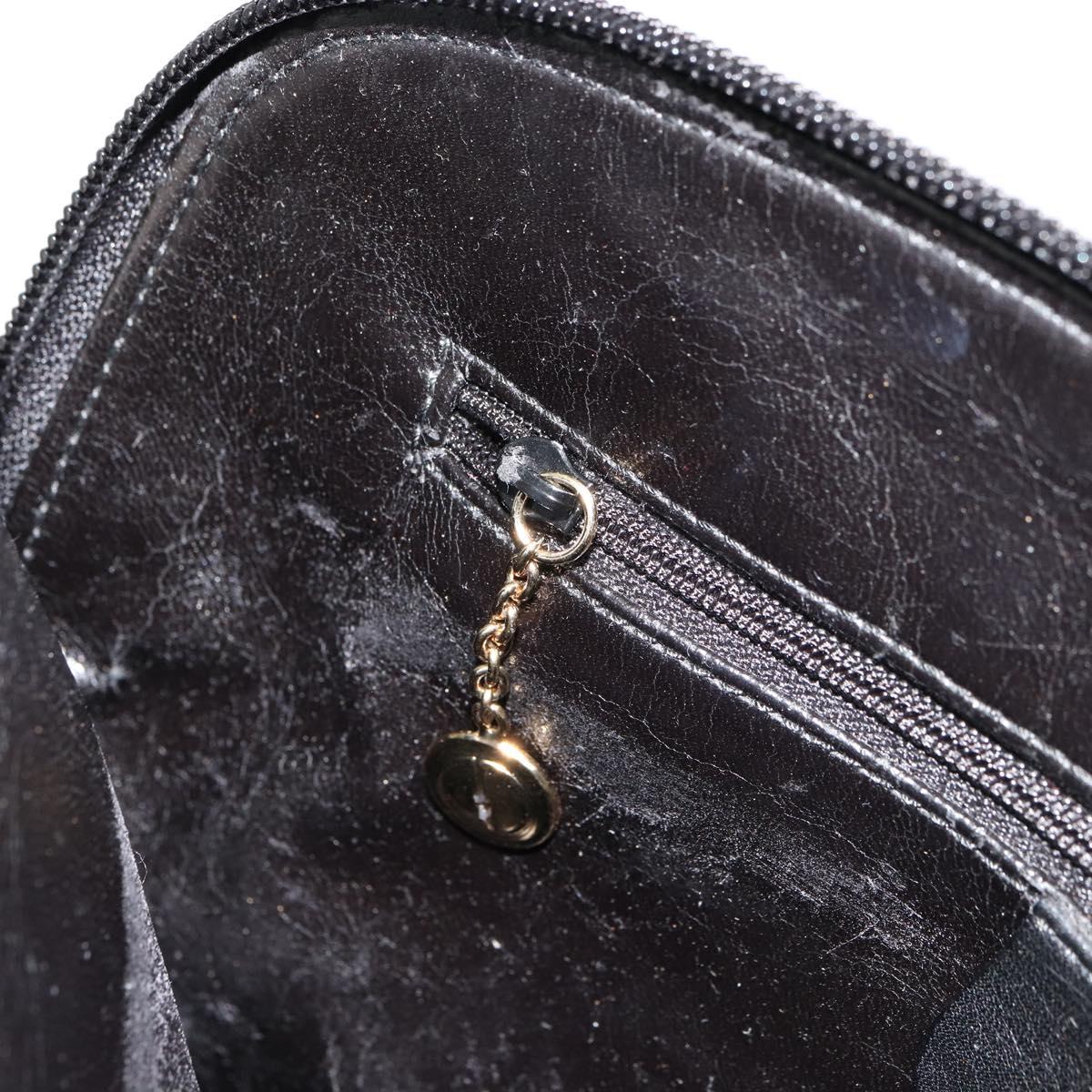 GUCCI Bamboo Hand Bag Leather 2way Black Gold 000 2122 0290 Auth 180225