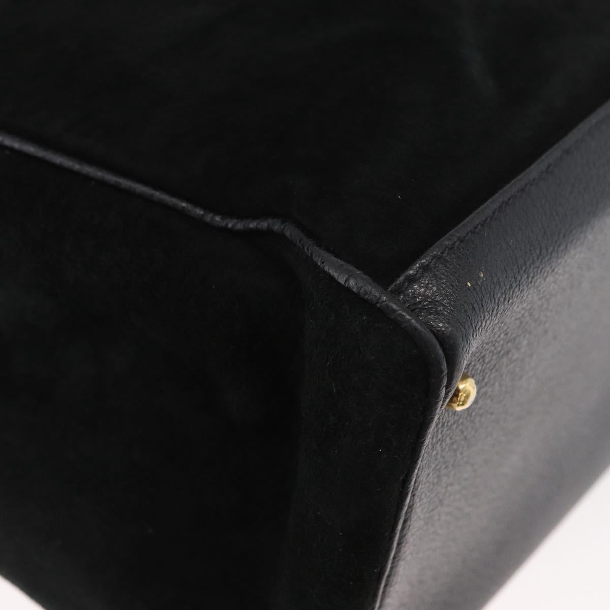 GUCCI Bamboo Tote Bag Suede 2way Black Gold 002 123 0322 Auth 180227