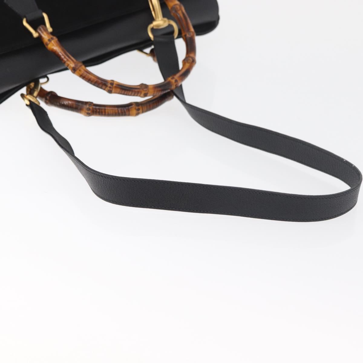 GUCCI Bamboo Tote Bag Suede 2way Black Gold 002 123 0322 Auth 180227