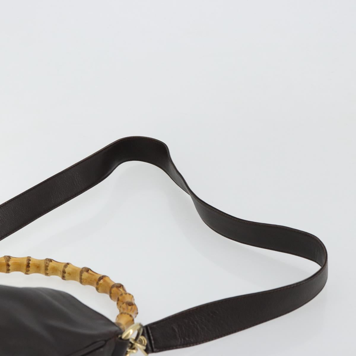 GUCCI Bamboo Shoulder Bag Leather 2way Brown Gold 001 1638 Auth 180228