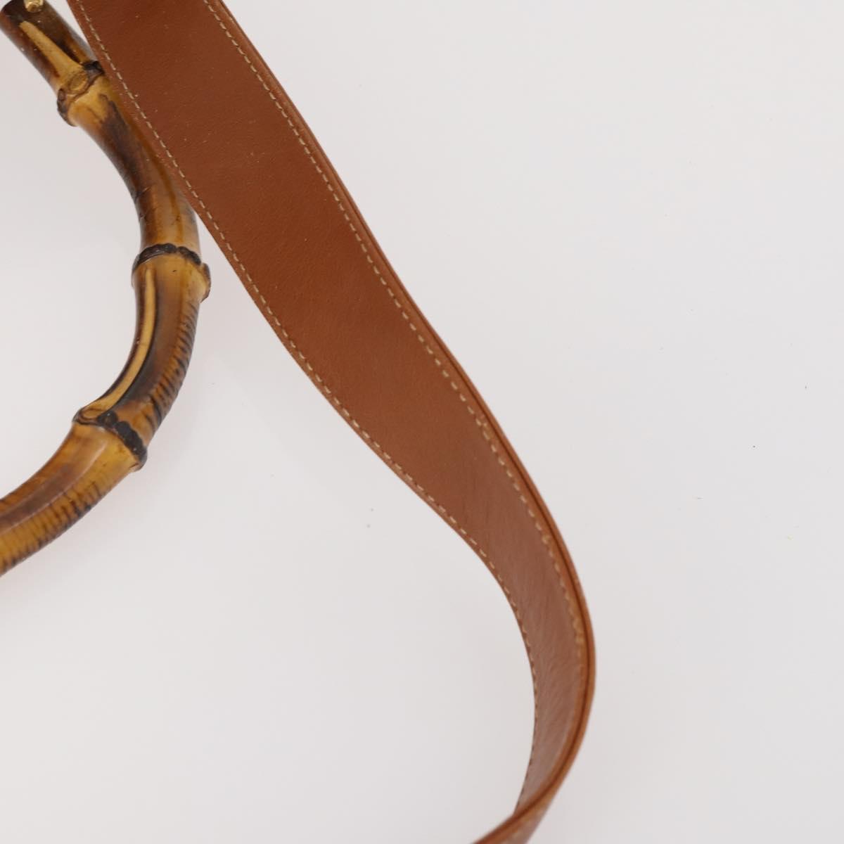 GUCCI Bamboo Shoulder Bag Leather 2way Brown Gold 001 1577 2615 Auth 180229