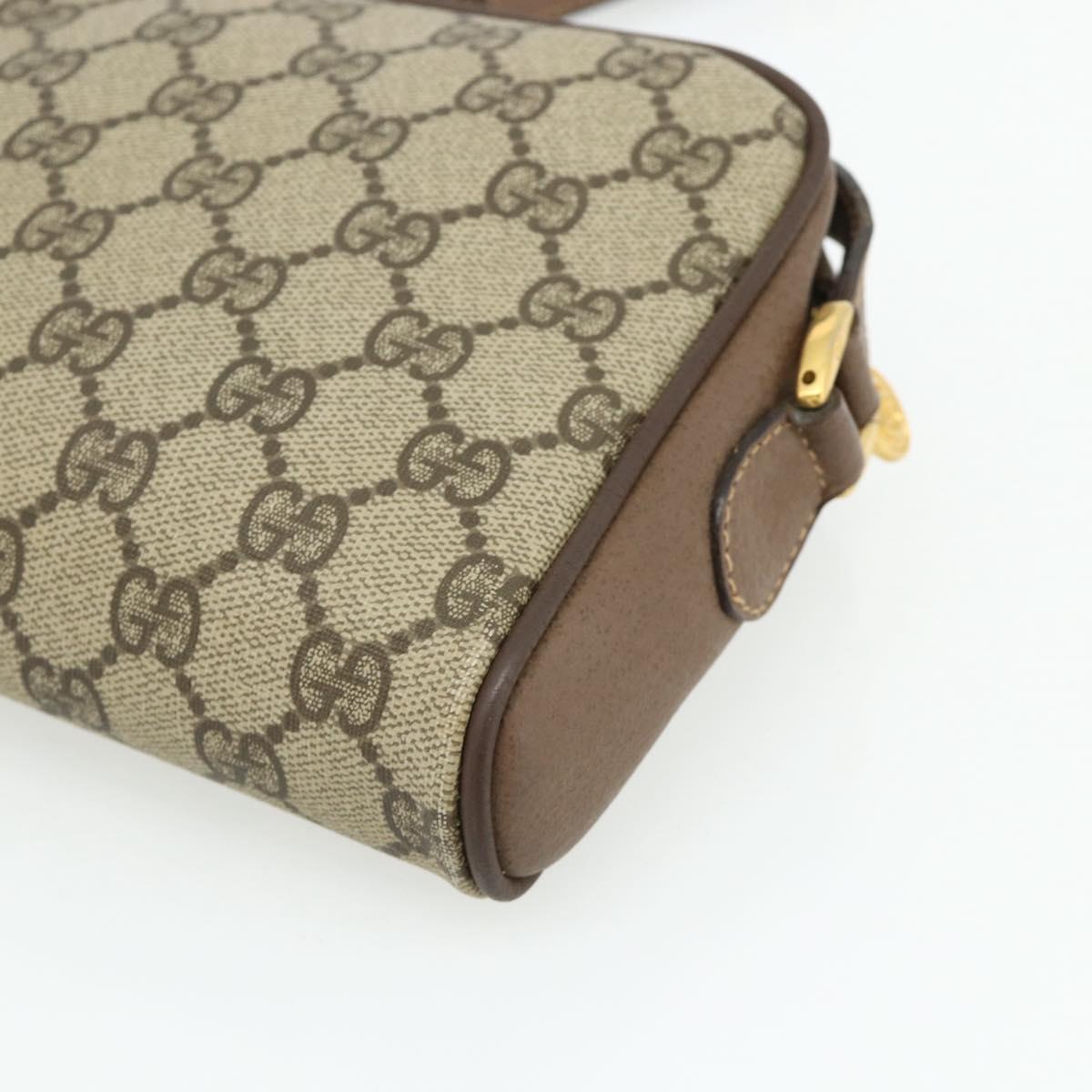 GUCCI GG Supreme Web Sherry Line Bag PVC Beige Gold 001 58 6594 Auth 180231