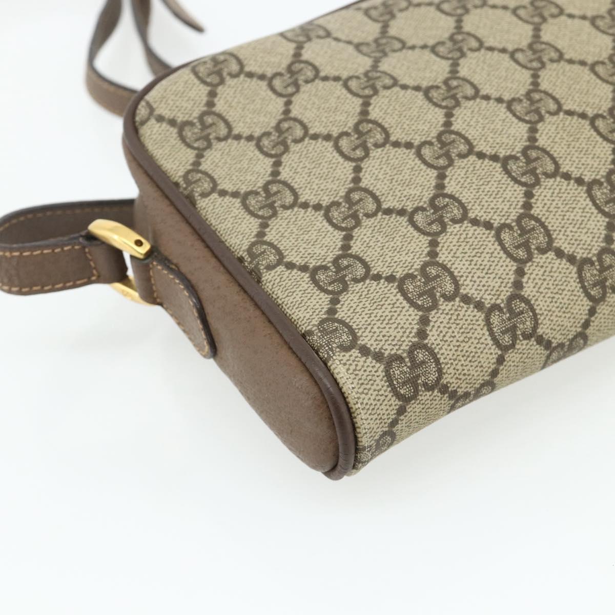 GUCCI GG Supreme Web Sherry Line Bag PVC Beige Gold 001 58 6594 Auth 180231