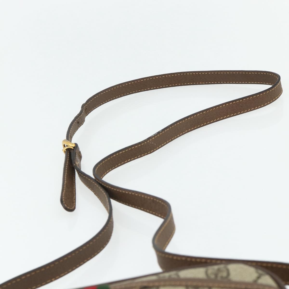 GUCCI GG Supreme Web Sherry Line Bag PVC Beige Gold 001 58 6594 Auth 180231