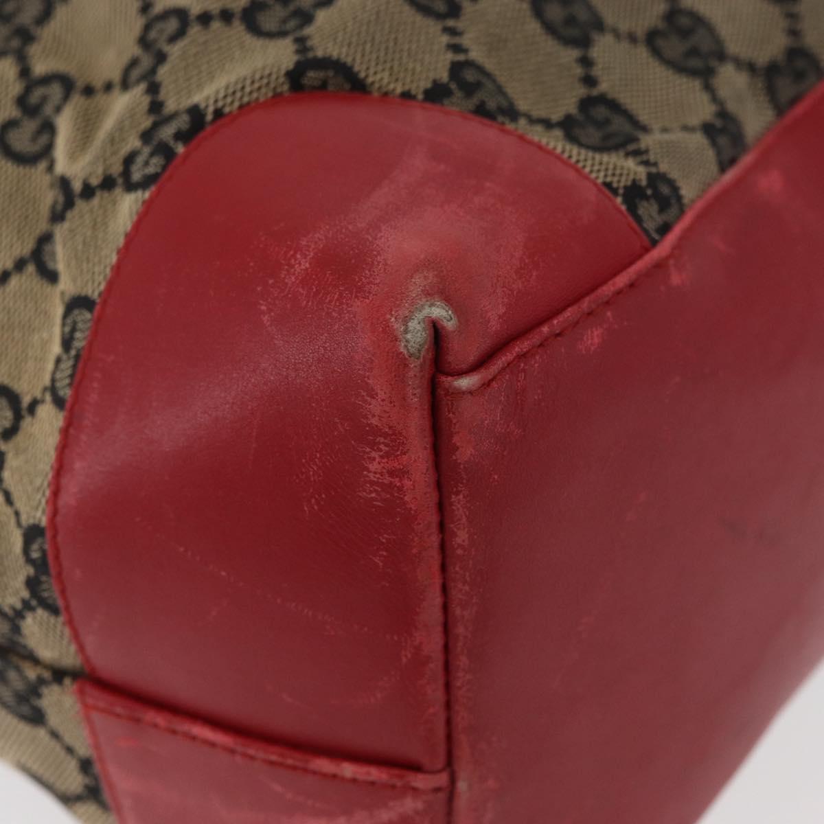 GUCCI GG Canvas Hand Bag Beige Red 002 1121 1669 Auth 180232