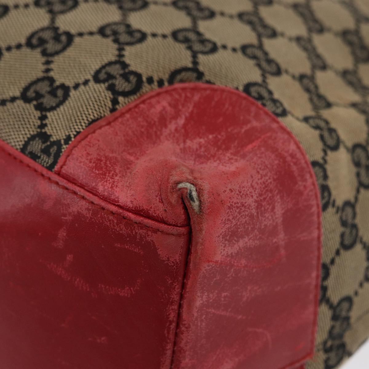 GUCCI GG Canvas Hand Bag Beige Red 002 1121 1669 Auth 180232
