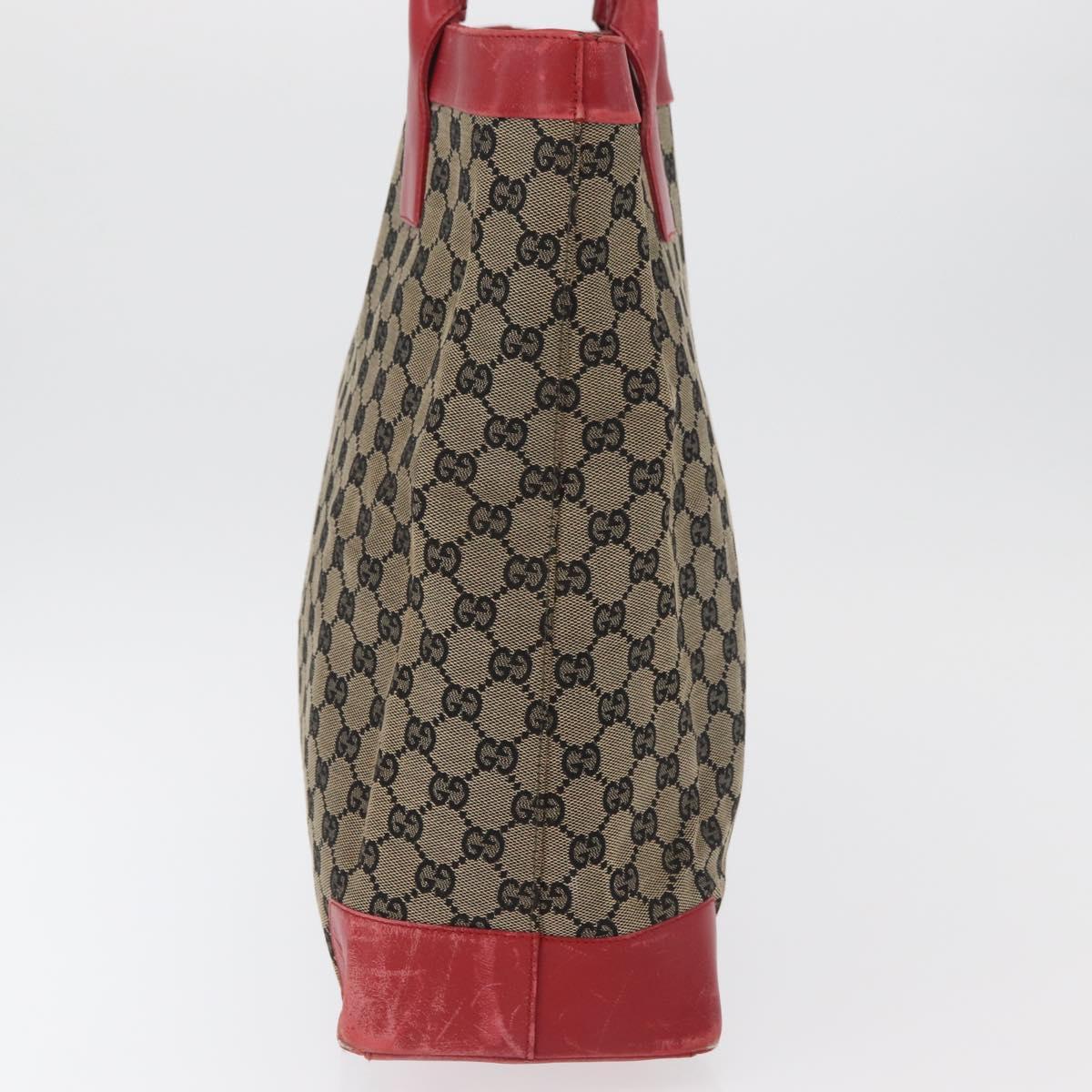 GUCCI GG Canvas Hand Bag Beige Red 002 1121 1669 Auth 180232