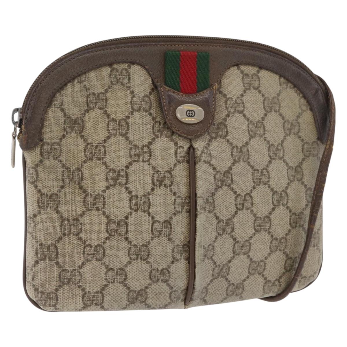GUCCI GG Supreme Web Sherry Line Bag PVC Beige Gold 904 02 047 Auth 180234