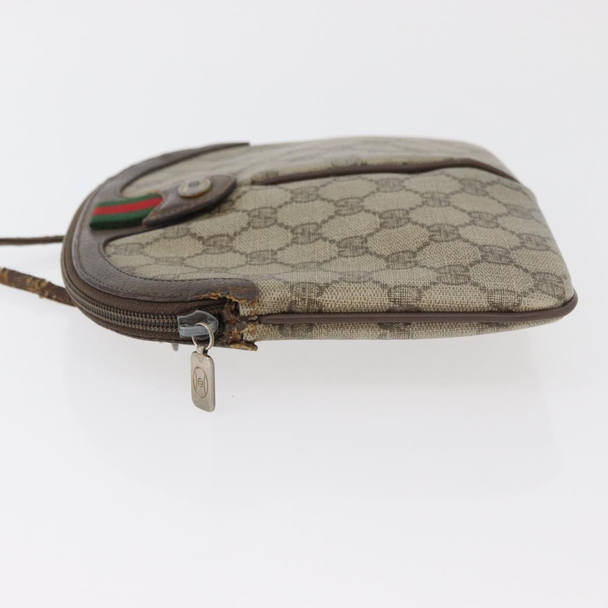 GUCCI GG Supreme Web Sherry Line Bag PVC Beige Gold 904 02 047 Auth 180234