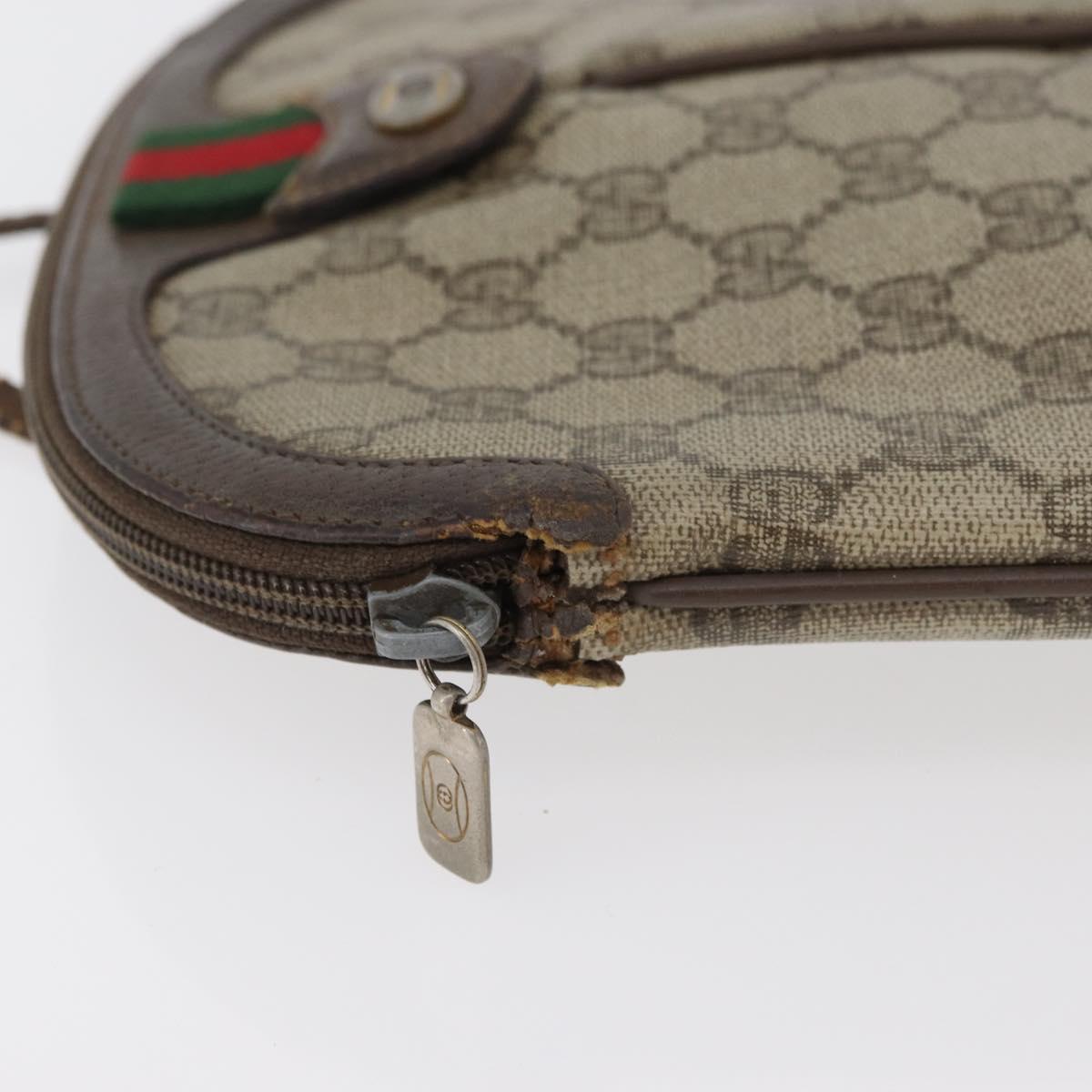 GUCCI GG Supreme Web Sherry Line Bag PVC Beige Gold 904 02 047 Auth 180234