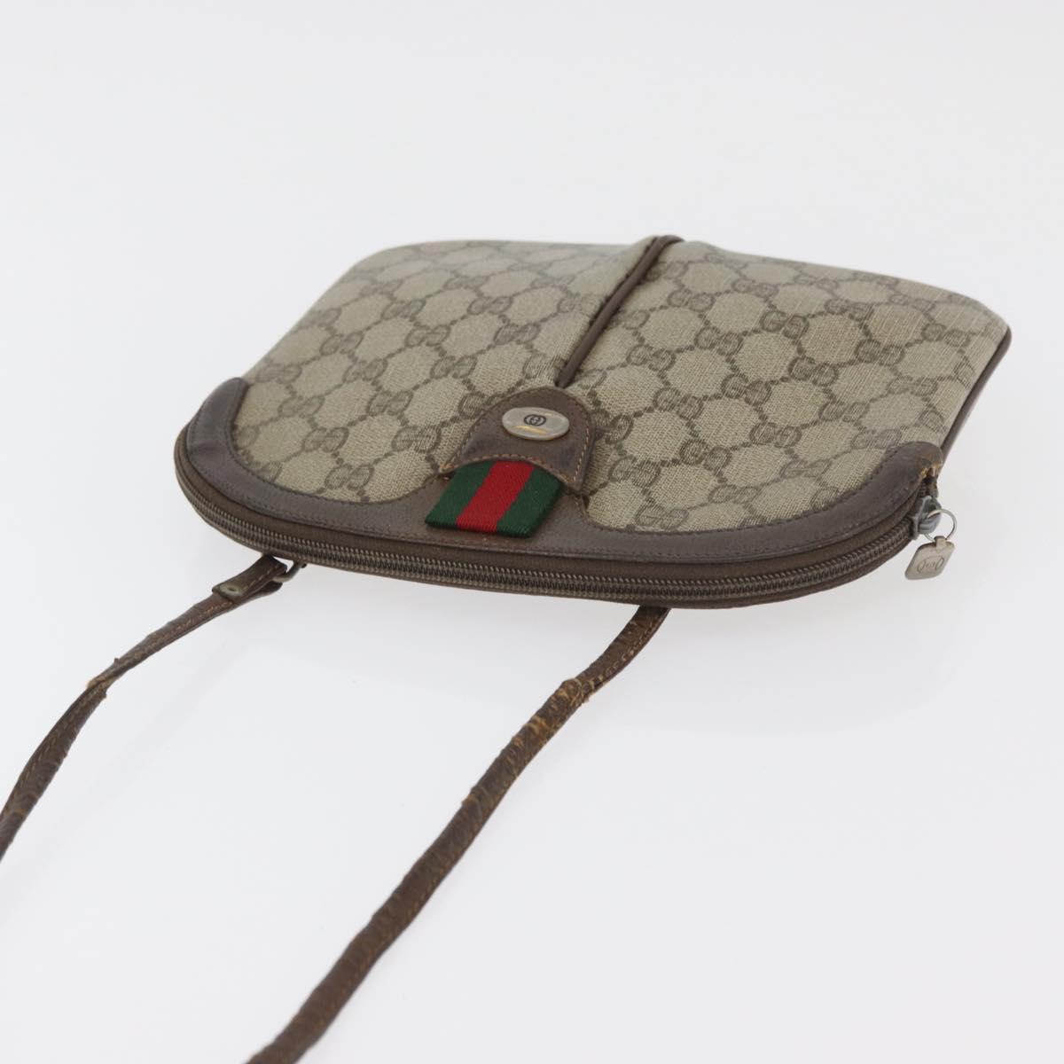 GUCCI GG Supreme Web Sherry Line Bag PVC Beige Gold 904 02 047 Auth 180234