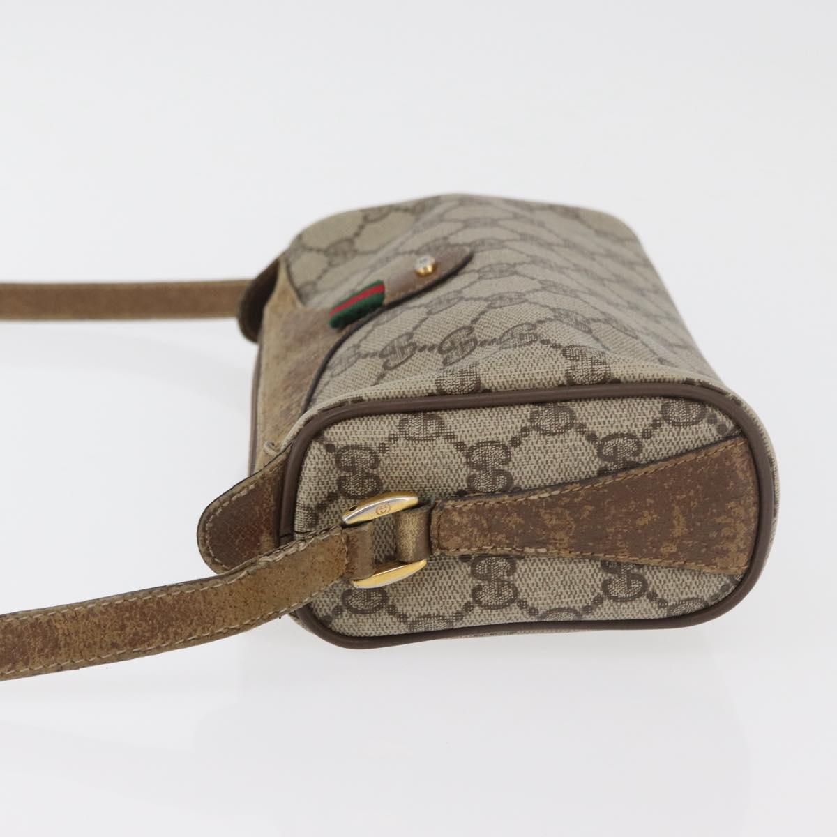 GUCCI GG Supreme Web Sherry Line Bag PVC Beige Gold 89 02 018 Auth 180235