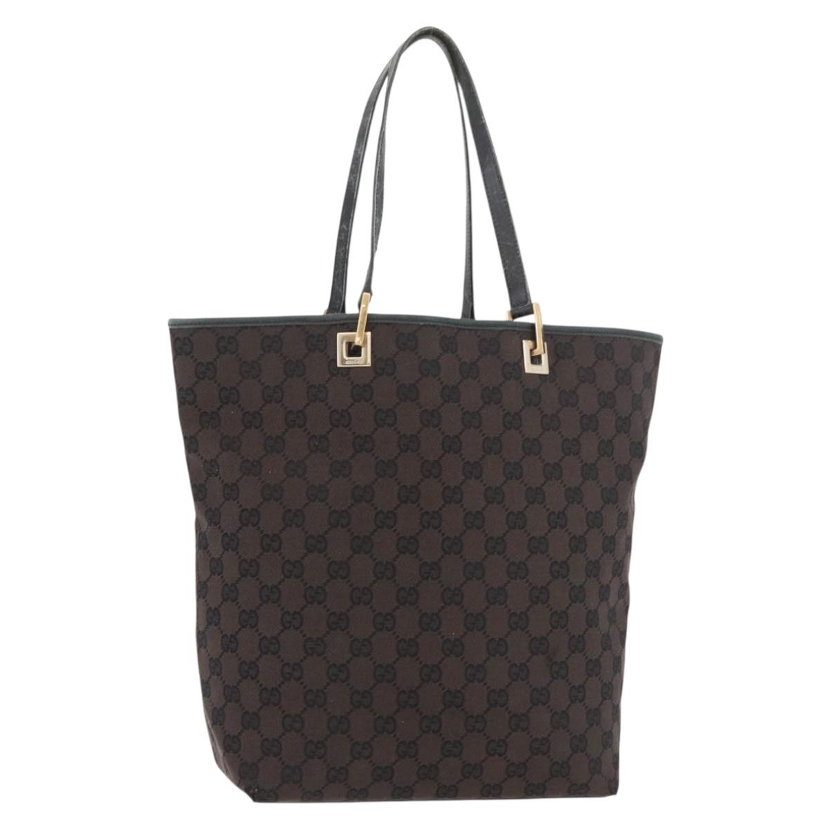 GUCCI GG Canvas Tote Bag Brown Gold 002 1098 Auth 180236