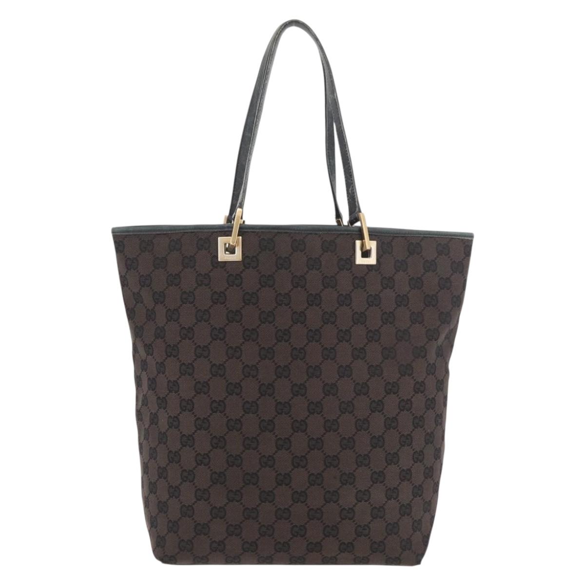 GUCCI GG Canvas Tote Bag Brown Gold 002 1098 Auth 180236