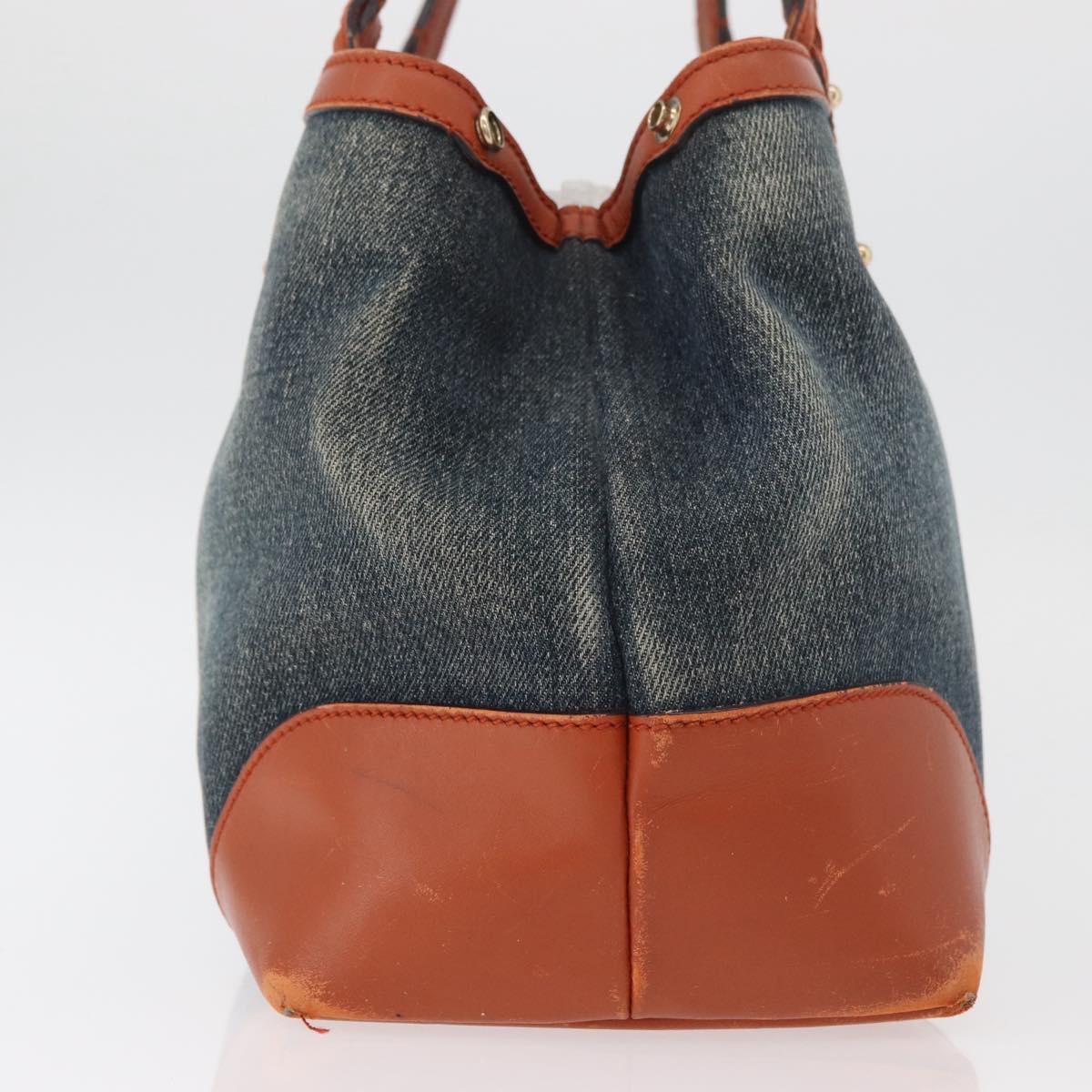 GUCCI Tote Bag Denim Blue Gold 348715 Auth 180237