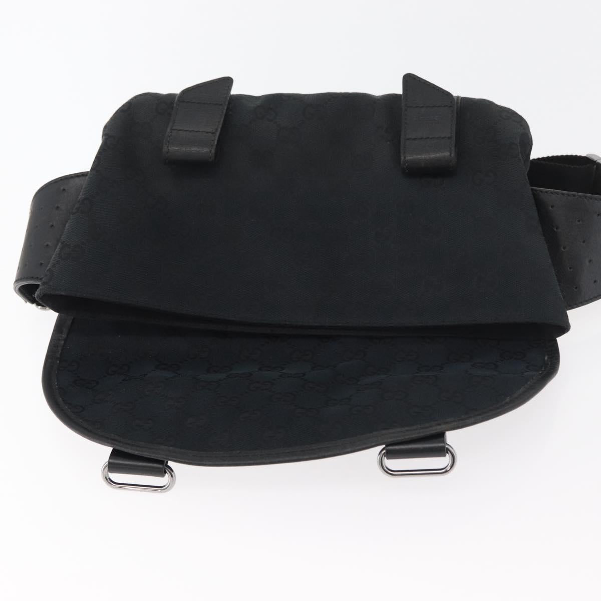 GUCCI GG Canvas Waist bag Black Silver 145351 Auth 180238