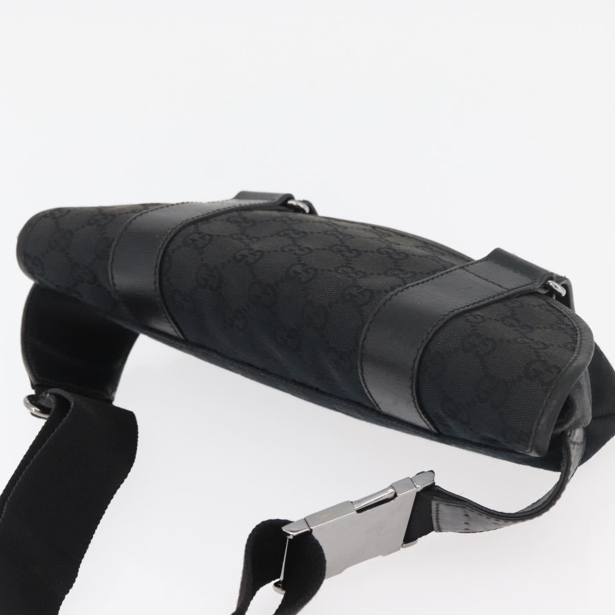 GUCCI GG Canvas Waist bag Black Silver 145351 Auth 180238