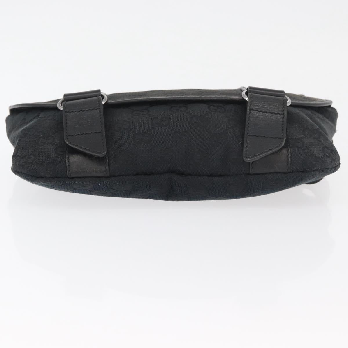 GUCCI GG Canvas Waist bag Black Silver 145351 Auth 180238
