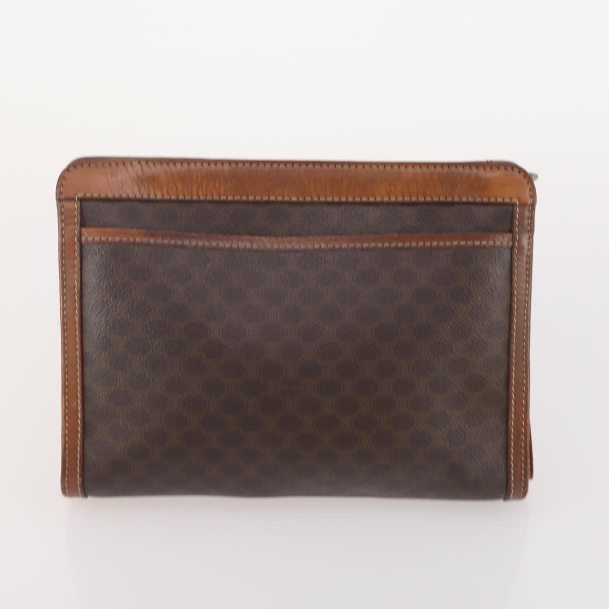 CELINE Macadam Canvas Clutch Bag PVC Leather 3 Set Brown Auth 180239