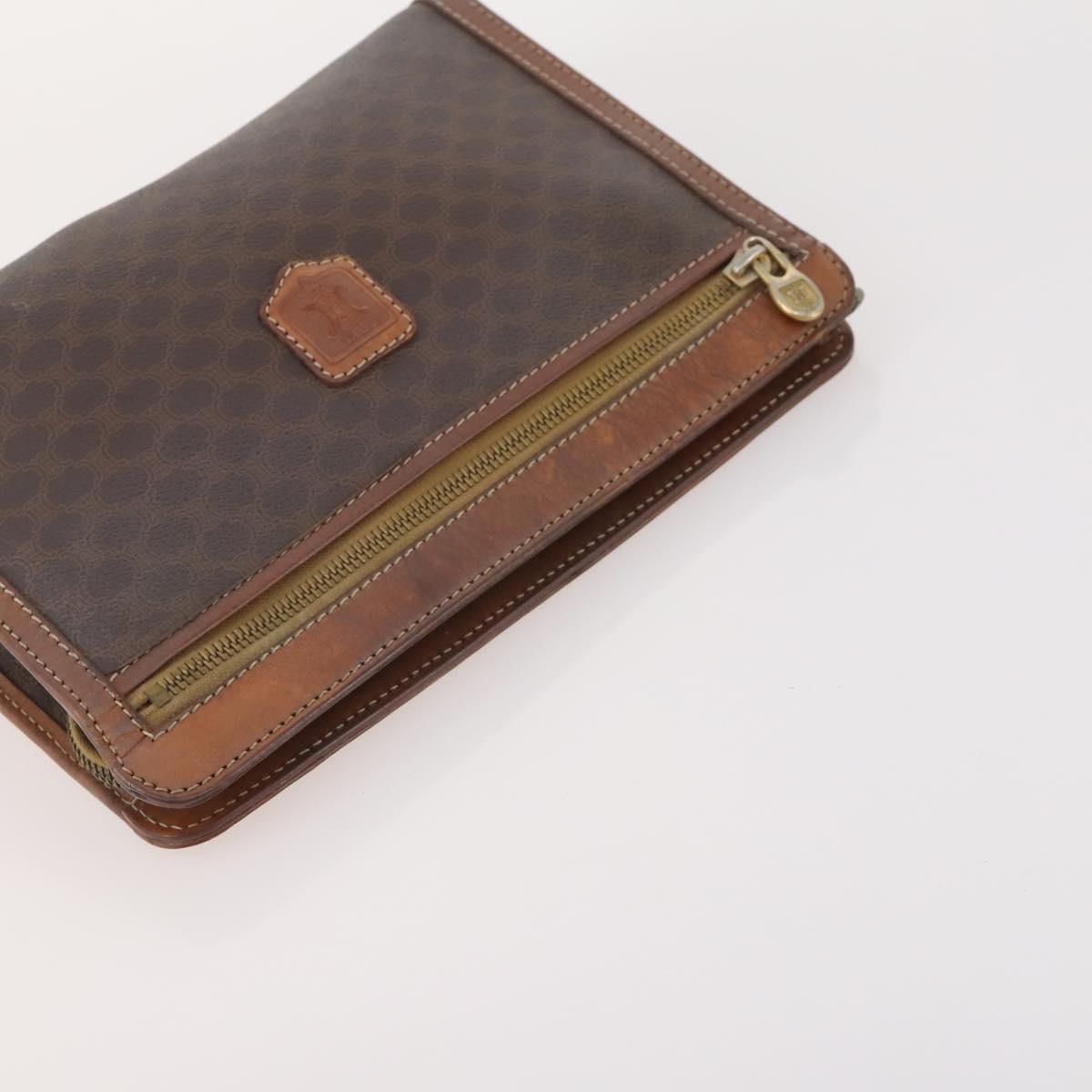 CELINE Macadam Canvas Clutch Bag PVC Leather 3 Set Brown Auth 180239