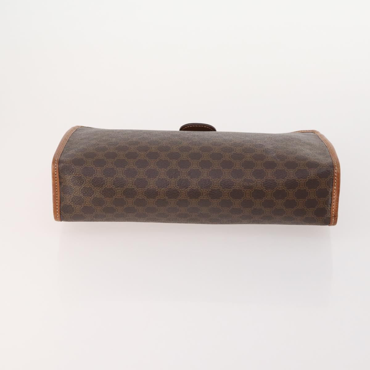 CELINE Macadam Canvas Clutch Bag PVC Leather 3 Set Brown Auth 180239