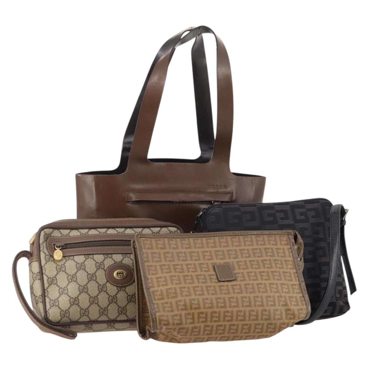 GIVENCHY Gucci Fendi Prada Bag PVC Leather 4 Set Brown Beige black Aut