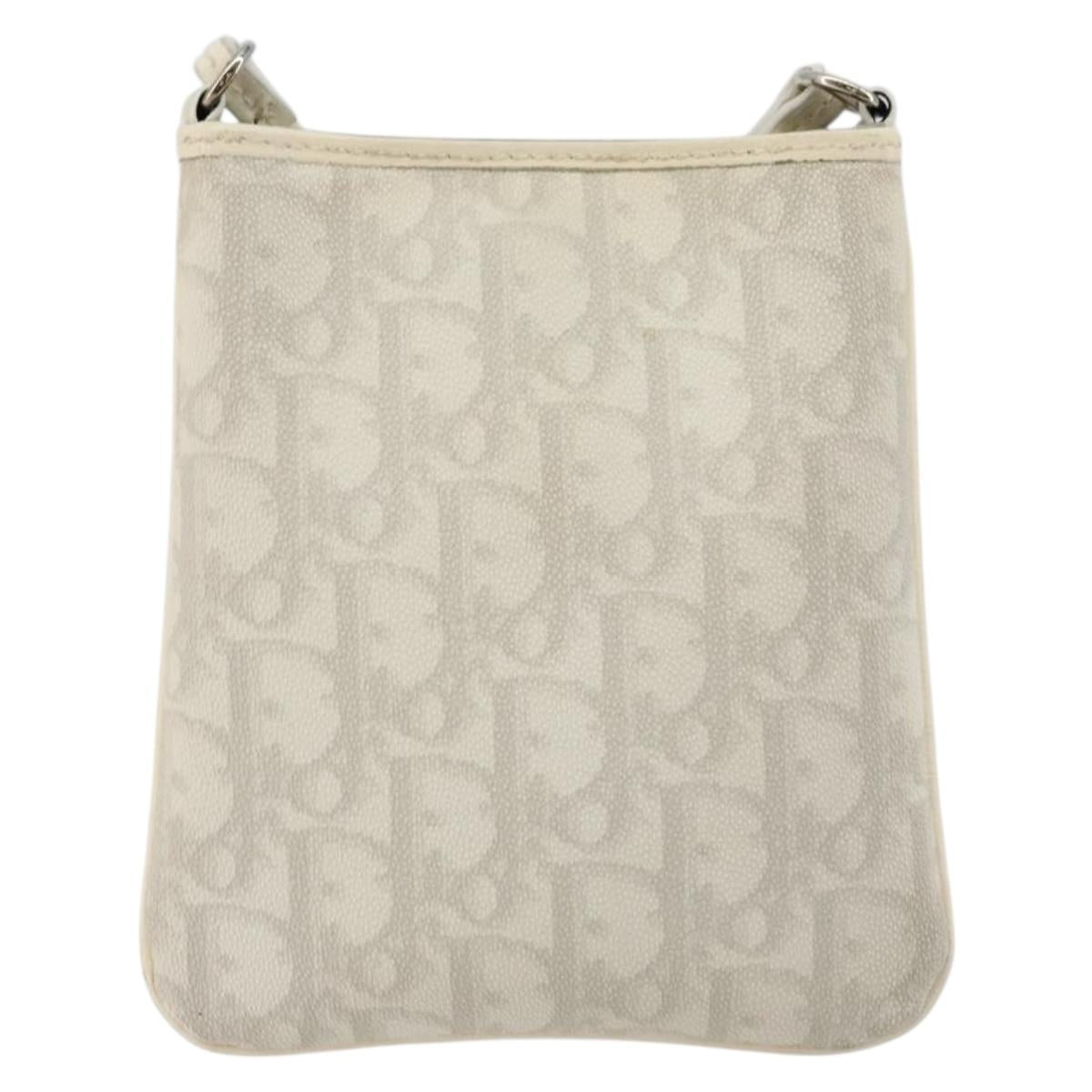 Christian Dior Trotter Canvas Romantic Bag PVC White Silver Auth 180282A