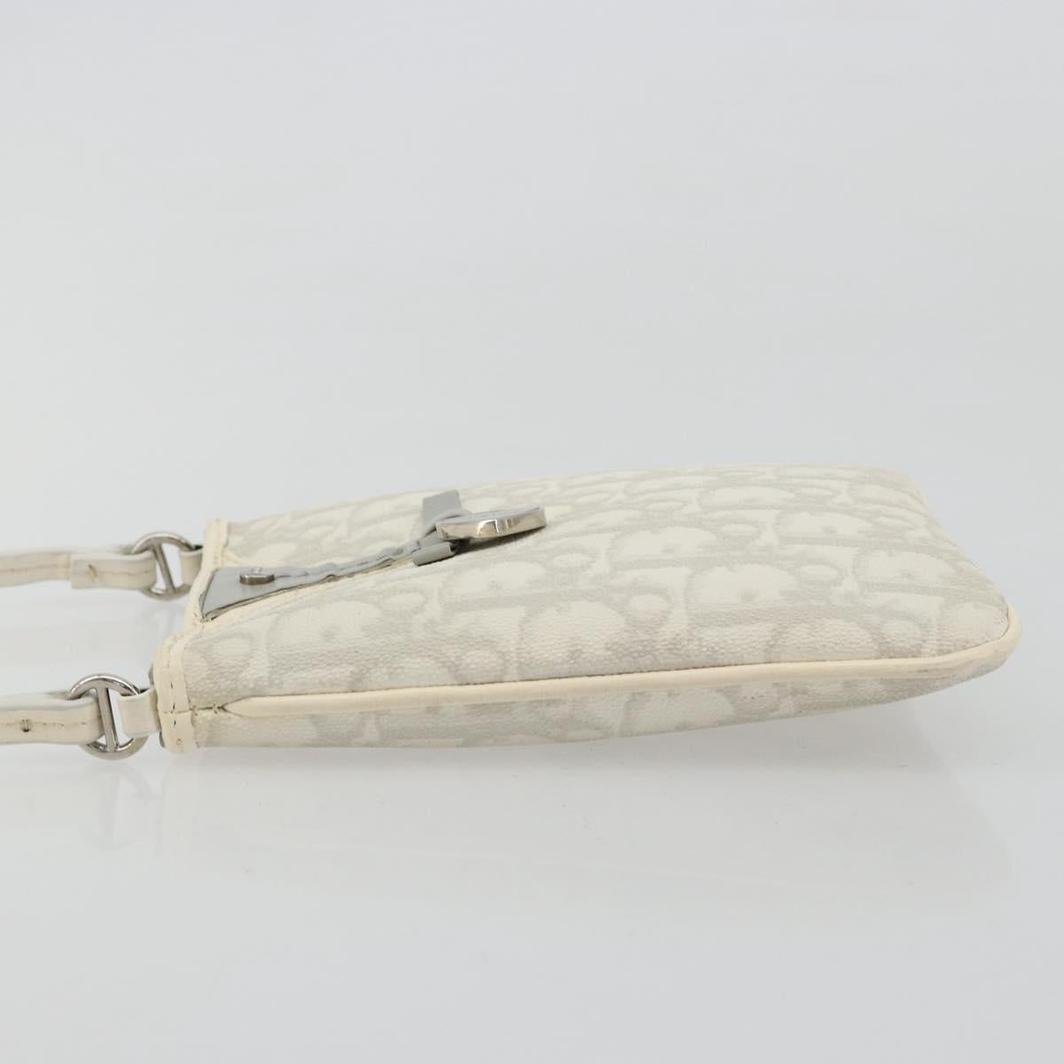 Christian Dior Trotter Canvas Romantic Bag PVC White Silver Auth 180282A