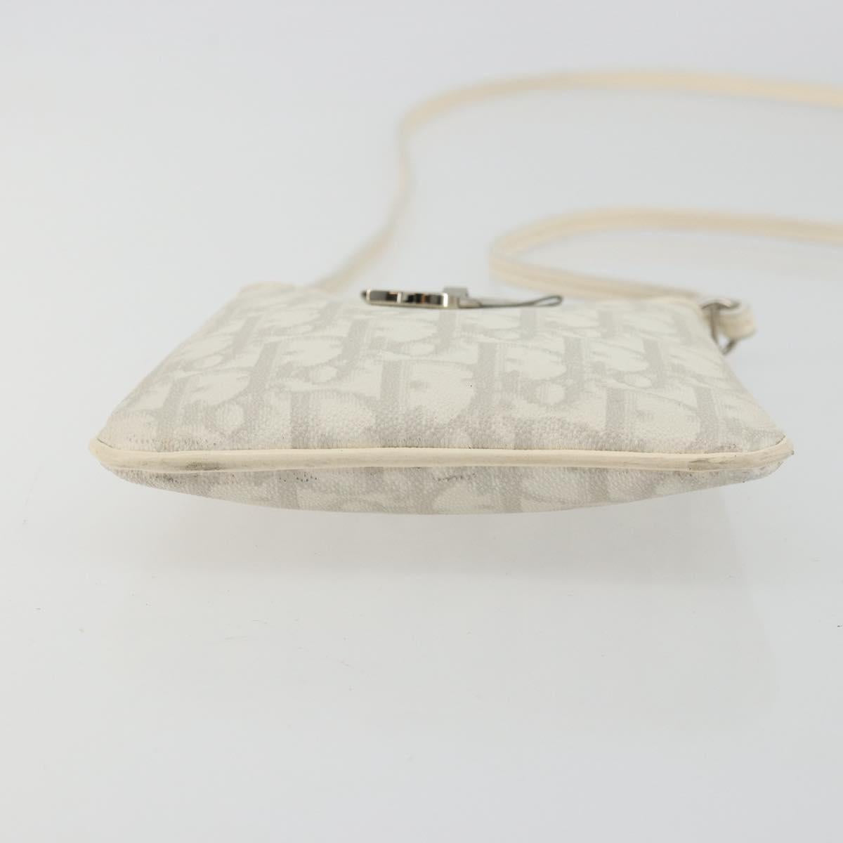 Christian Dior Trotter Canvas Romantic Bag PVC White Silver Auth 180282A