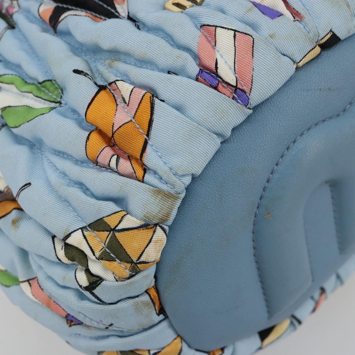 Miu Miu Matelasse Shoulder Bag Nylon Light Blue Gold Auth 180284A