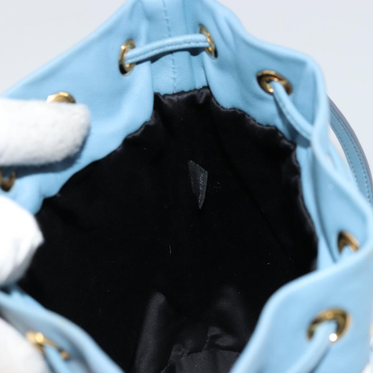 Miu Miu Matelasse Shoulder Bag Nylon Light Blue Gold Auth 180284A