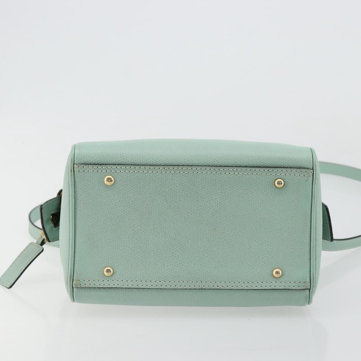 CELINE Hand Bag Leather 2way Light Blue Gold Auth 180287A