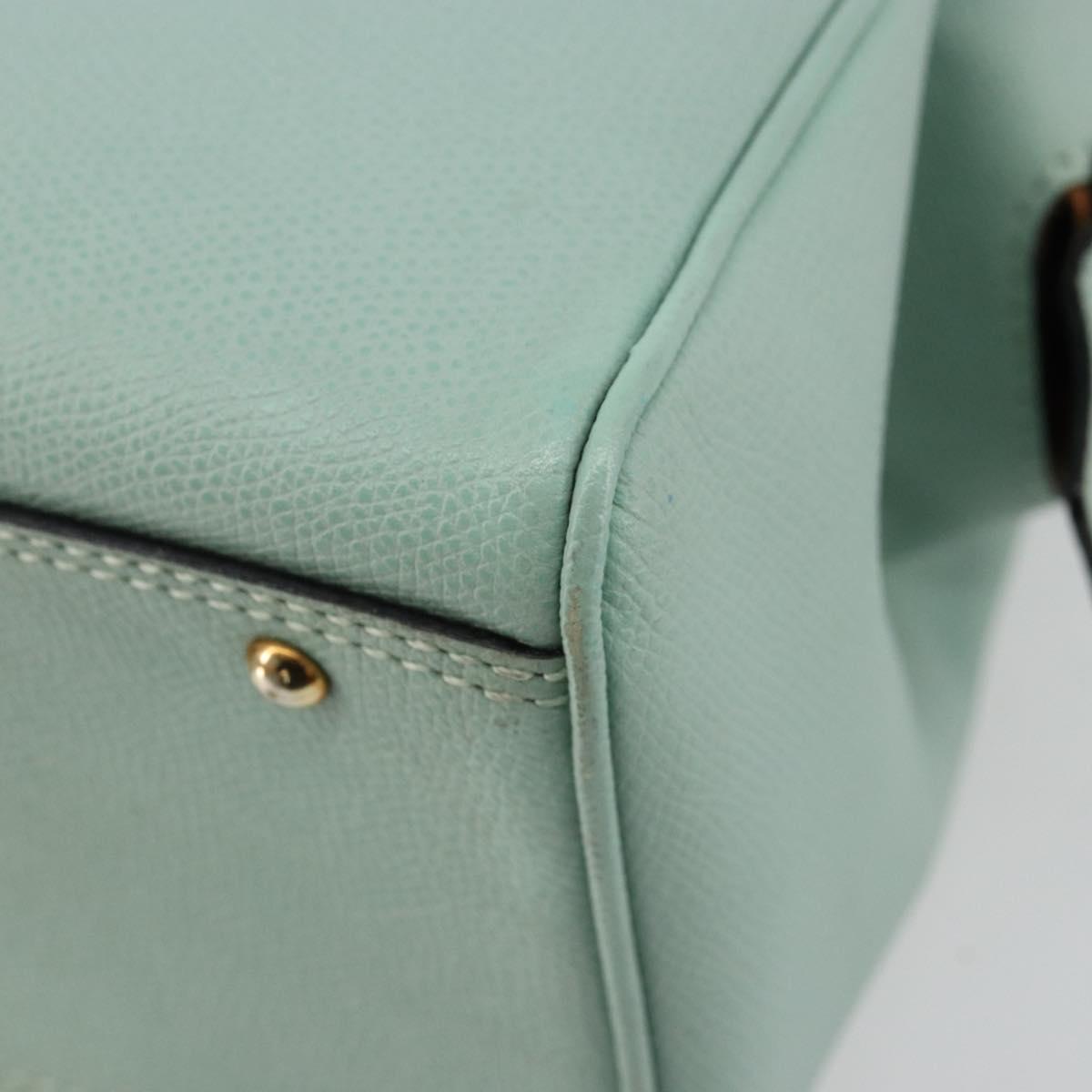 CELINE Hand Bag Leather 2way Light Blue Gold Auth 180287A