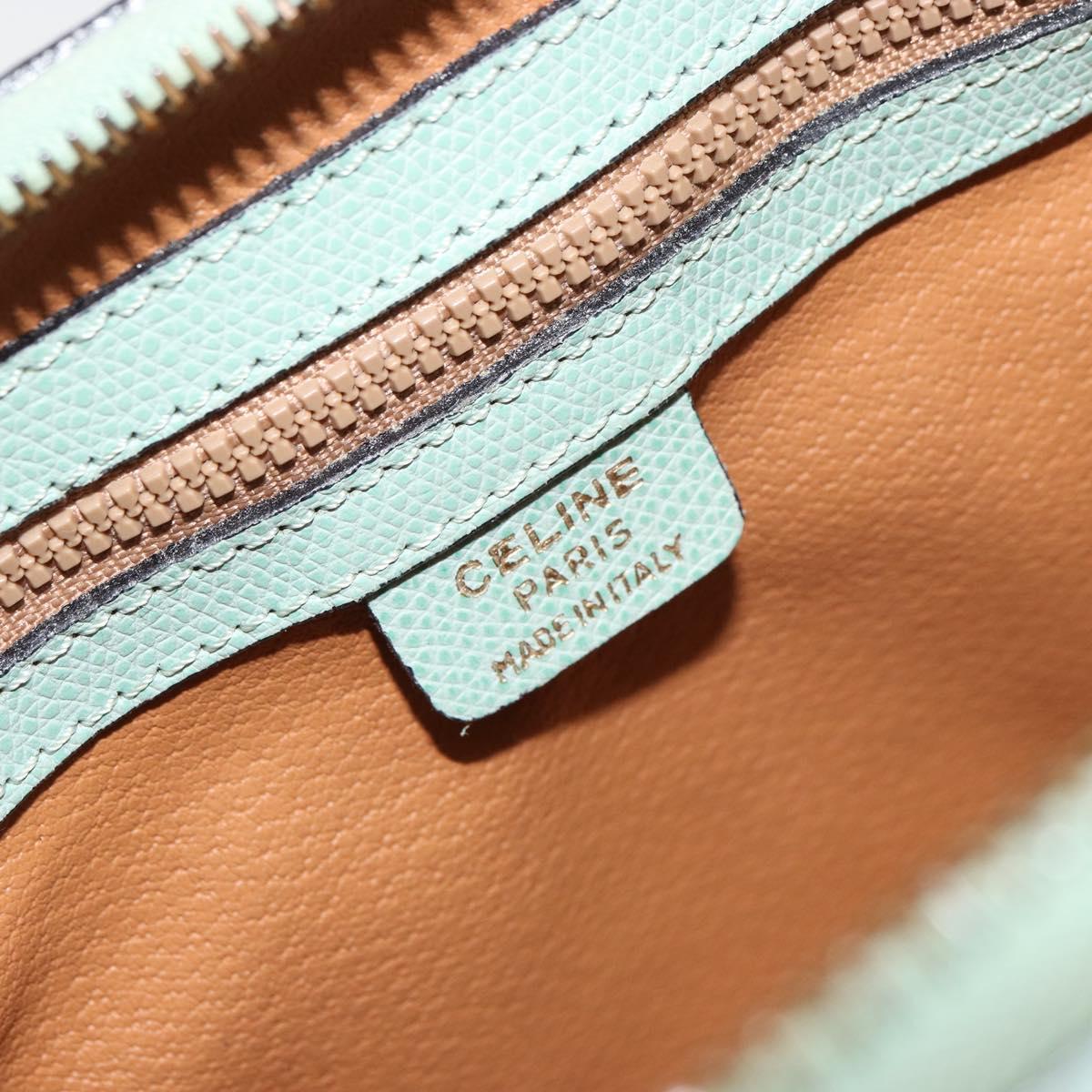 CELINE Hand Bag Leather 2way Light Blue Gold Auth 180287A