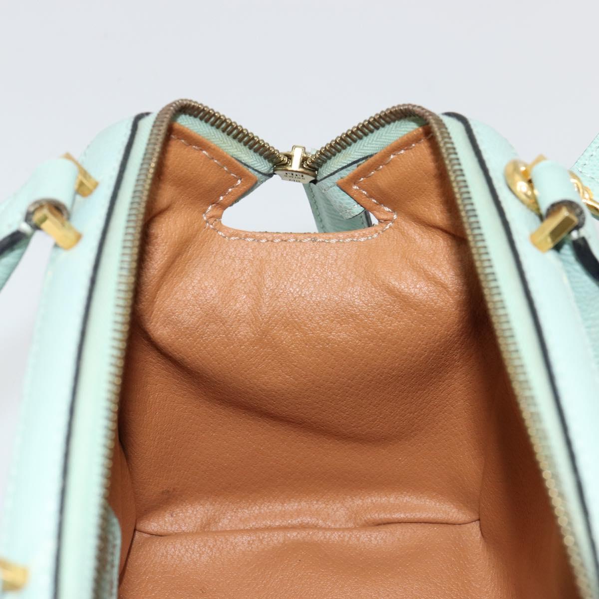 CELINE Hand Bag Leather 2way Light Blue Gold Auth 180287A