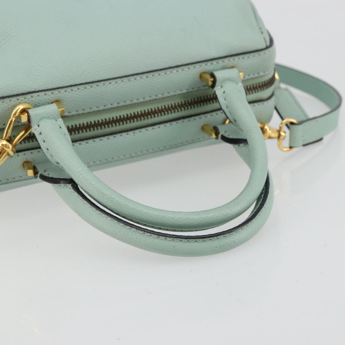 CELINE Hand Bag Leather 2way Light Blue Gold Auth 180287A