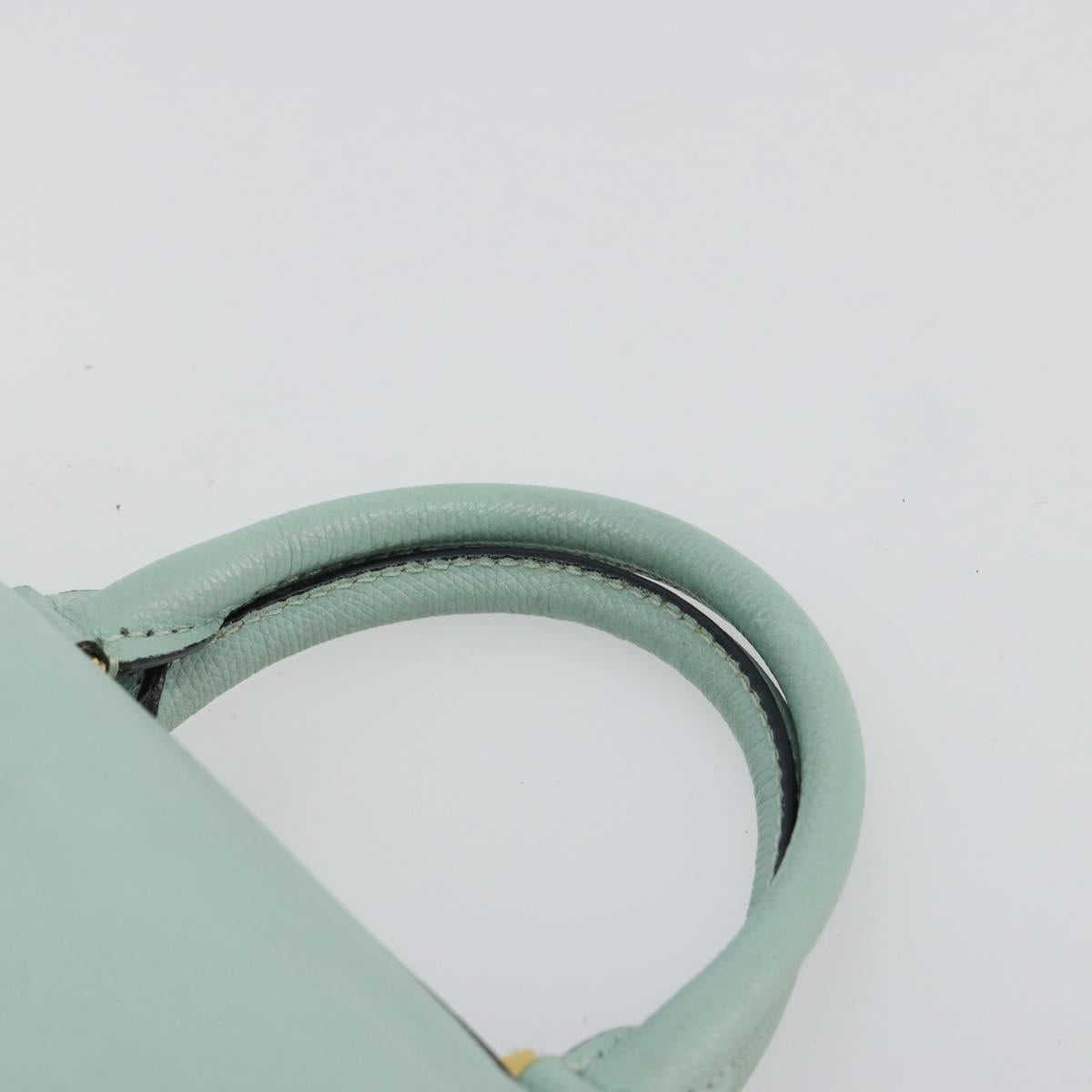 CELINE Hand Bag Leather 2way Light Blue Gold Auth 180287A