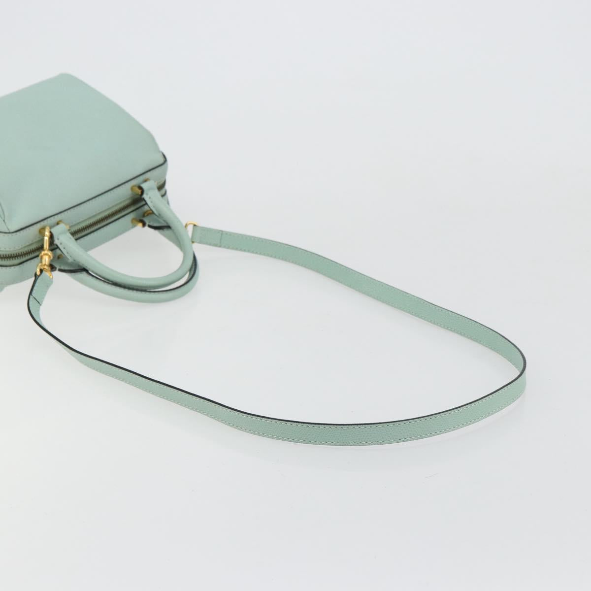 CELINE Hand Bag Leather 2way Light Blue Gold Auth 180287A