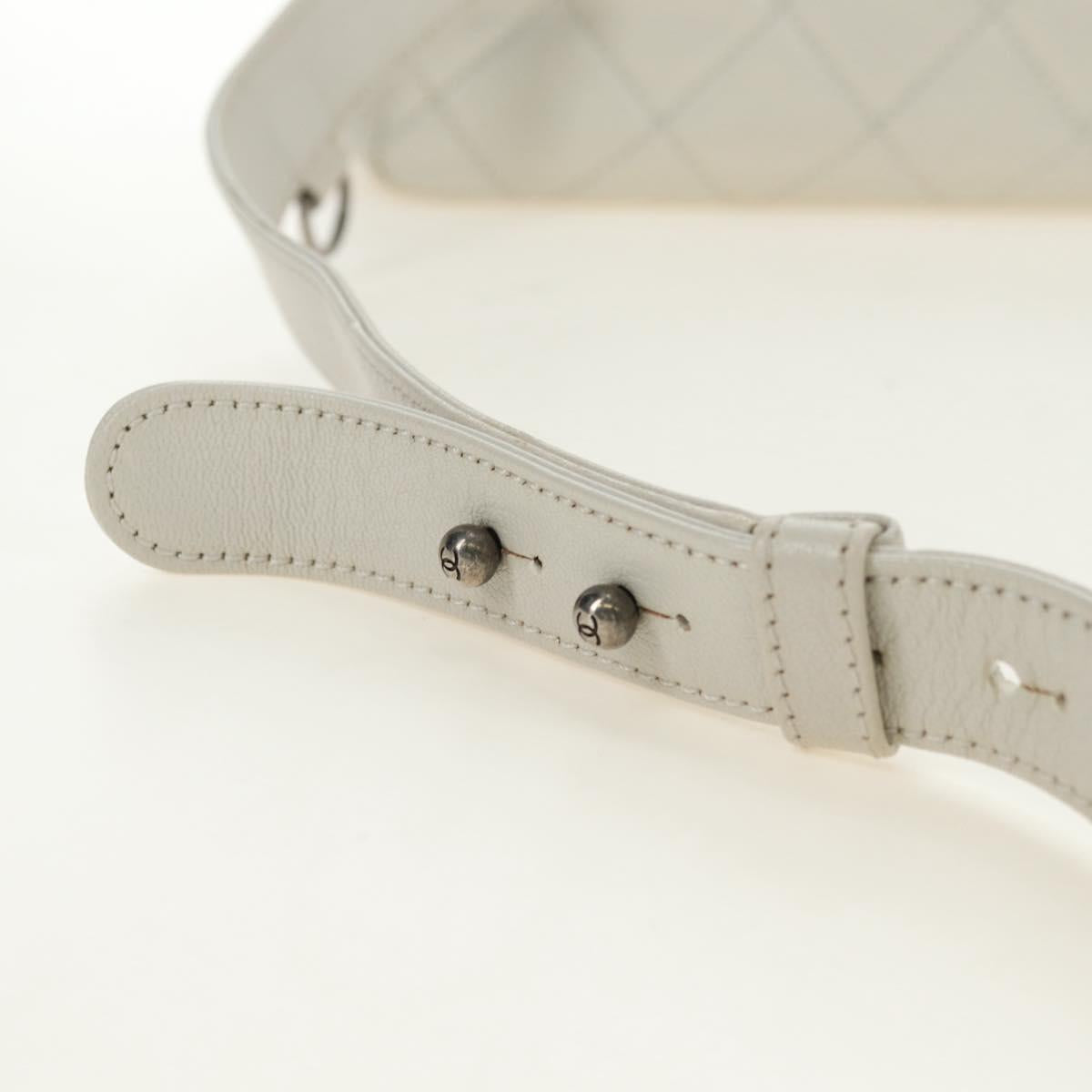CHANEL Matelasse Chain Shoulder Bag Calf Skin 2way Ivory Silver CC Auth 180288SAV